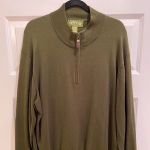 Orvis Men's Quarter Zip Sweater Green Size XL